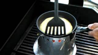 Frying Pan Cornbread using an alcohol stove by FLAT CAT GEAR [upl. by Adnorat]