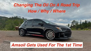 Oil Change On The Road  DIY  Toyota GR Corolla [upl. by Ytsirk139]