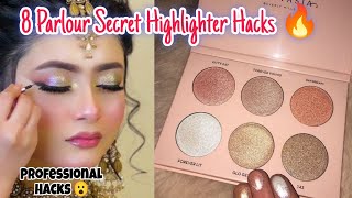 8 Different ways to apply highlighter Parlor Secret Highlighter🥰beautyhacks  Highlighter Hacks [upl. by Anicart304]