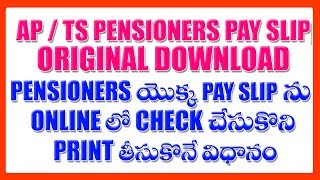 PENSIONERS PAY SLIP AP  TELANGANA [upl. by Nodnalb]