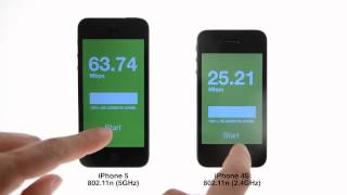 iPhone 5 vs iPhone 4S 80211n 5GHz vs 80211n 24GHz WiFi Speed Test [upl. by Seymour]