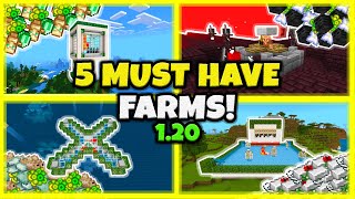 5 MUST HAVE FARMS In Minecraft Bedrock 120 [upl. by Raney]