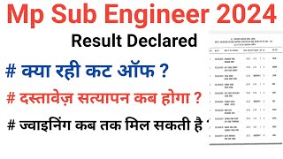 MP SUB ENGINEER RESUL 2024 Cut Off All Branch  MP ITI TO RESULT  MP FOREST RESULT 2023 [upl. by Akino]