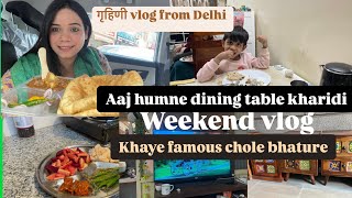 Finally aaj hum dining table le aaye 🍽️  गृहिणी vlog delhi  indian 🇮🇳 housewife  Ginikizindagi [upl. by Zorina]