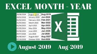 How To Get Month and Year From Date EXCEL Aug2019 [upl. by Ailatan673]