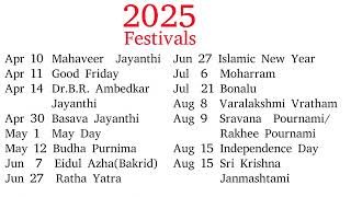 2025 Festivals List [upl. by Briant298]