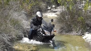 Test Michelin Anakee 2 on a VStrom in a river pass [upl. by Slen]