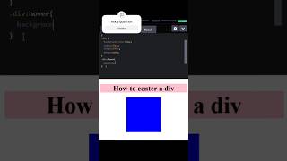 Center a Div in HTML amp CSS  Hover Effect shorts tutorial shortfeed shortvideo shortsfeed [upl. by Leicam]