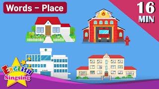 Kids vocabulary Theme quotPlacequot  House Fire Station Hospital School  Words Theme collection [upl. by Petra]