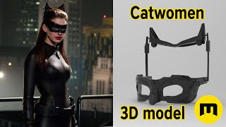 Catwoman mask from The Dark Knite Rise 3D model ready for 3D printing [upl. by Ettenoitna]