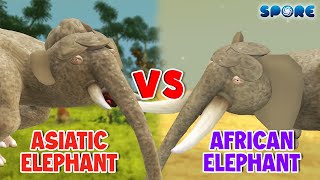 Asiatic Elephant vs African Elephant  Jungle vs Savannah Beast S1E4  SPORE [upl. by Barimah839]