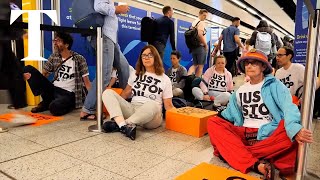 Just Stop Oil protesters arrested at Gatwick Airport [upl. by Ayikan]