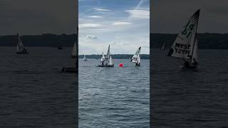 W Mark Rounding at Pewaukee Lake Were Boat 4 sailing racing sailboating [upl. by Loralyn]