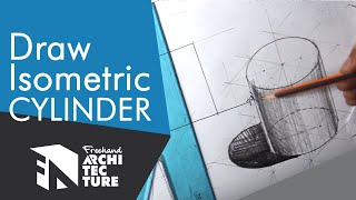 Axonometric Cylinder In Isometric Drawing And Ortographic Projection Line Drawing And Hatching [upl. by Suzann428]