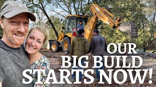 1 First Day Building Our Stone House from scratch in Portugal [upl. by Edniya]