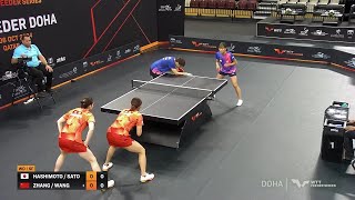 HashimotoSato vs ZhangWang  WD SF  WTT Feeder Doha 2024 [upl. by Nireil]