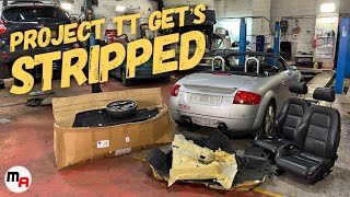 THE BUDGET AUDI TT QUATTRO TRACK CAR GETS STRIPPED OUT  HOW MUCH WEIGHT DOES IT LOOSE [upl. by Rawde725]