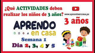 APRENDO EN CASA🧩3 AÑOS  EDUCACIÓN INICIAL  ACTIVIDADES DÍA 2 3 4 Y 5  wwwaprendoencasape [upl. by Sral]