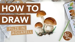 Tutorial 🍄‍🟫 Steinpilze in Aquarell [upl. by Galvin]