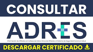 CONSULTAR ADRES  DESCARGAR CERTIFICADO [upl. by Hilten]