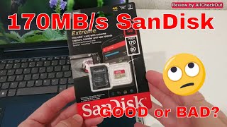 SanDisk 64GB Extreme microSDXC UHSI Micro SD Card 170MBs C10 U3 V30 Review With Speed Test [upl. by Jehiah]