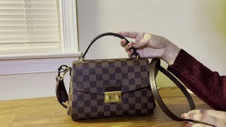 Louis Vuitton Croisette Damier Ebene Handbag Unboxing and Review [upl. by Nnahgem]