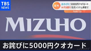 みずほ銀行、ＡＴＭ障害で「お詫びクオカード」５０００円分 [upl. by Onairotciv]