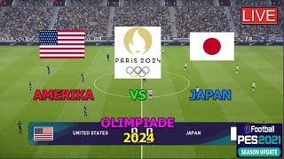 AMERIKA SERIKAT VS JAPAN OLIMPIADE WOMEN FOOTBALL 2024 GAMEPLAY SIMULATION PES 2021 [upl. by Eux]