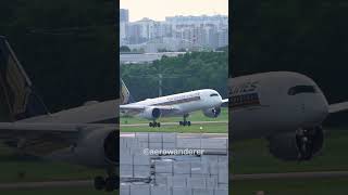 SINGAPORE AIRLINES A350 landing at Singapore Changi Airport shorts aviation plane a350 landing [upl. by Sloan775]