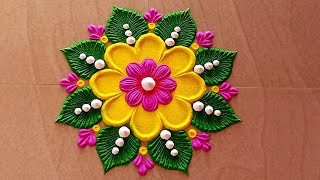 simple rangoli design small rangoli designBeautifulrangoli design💜💜attractive rangoli [upl. by Orpha623]