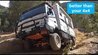 4x4 truckhome goes offroad  Fuso Canter AAV4x4 GX in action [upl. by Garnette881]