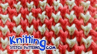 HowToKnit Twocolor Bee stitch [upl. by Aiello5]