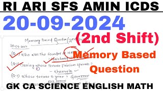 2nd shift OSSSC CRE RI ARI Exam Analysis 20092024 Memory Based Questions [upl. by Ambrosi]