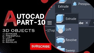 AUTOCAD PART10  3D OBJECTS autocad autocadtutorials draftingsoftware architecture [upl. by Ngo]