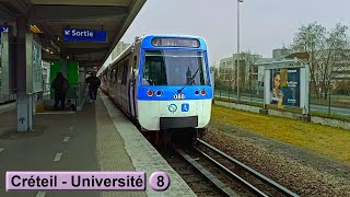 Créteil  Université  Line 8  Paris métro  RATP MF77 [upl. by Neveda]