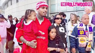 Chris Brown Ammika Harris Diamond Brown amp Nia Guzman Take Royalty amp Lovely Brown To Lakers Game [upl. by Toile]