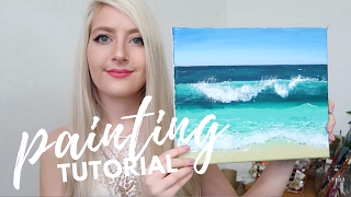 PAINTING TUTORIAL Acrylic Ocean for Beginners  Katie Jobling Art [upl. by Bronnie]