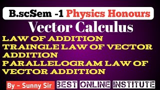 Law of vector addition traingle law of addition parallelogram law of addition bsc sem 1 physics [upl. by Hankins]