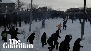 Russia protest crowds clash with riot police as activist jailed [upl. by Ardnac848]