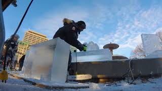 Winterlude 2017 kicks off with oneblock ice carving challenge [upl. by Ainahpets]