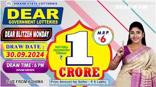 DEAR BLITZEN MONDAY DEAR 6 PM DRAW DATE 30092024 SIKKIM STATE LOTTERIES LIVE DRAW [upl. by Kcaj]