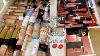 HUGE MAKEUP COLLECTION OF A 15 YEAR OLD [upl. by Nimref]