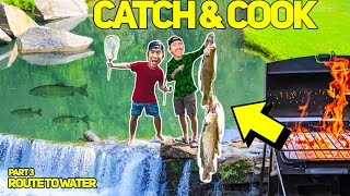 EAT WHAT YOU CATCH CREEK Fishing CHALLENGE  CATCH CLEAN COOK [upl. by Odlanra]