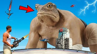 Giant FROGMAN Attacked AND Destroys LOS SANTOS In GTA 5  Kermit VS Franklin [upl. by Rigby]