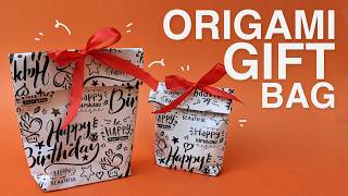 How to make origami gift bag out of wrapping paper  Gift wrapping ideas without box [upl. by Rothschild]