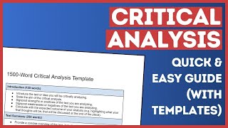 How to do a Critical Analysis Its Easier than you Think [upl. by Klimesh]