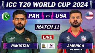 PAKISTAN vs USA MATCH 11 LIVE SCORES  PAK vs USA LIVE  ICC T20 World Cup 2024 [upl. by Ainet]