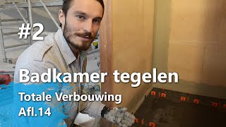 Badkamer Tegelen Part 2  Badkamervloer tegelen Totale Verbouwing Afl14 [upl. by Mohn]