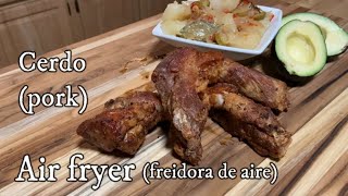 Carne de cerdo en Freidora de Aire Air fryer pork strips [upl. by Alohs]