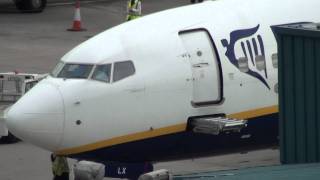 Ryanair Boeing 737800 landing and taxidoor open Cork Airport [upl. by Jaala651]